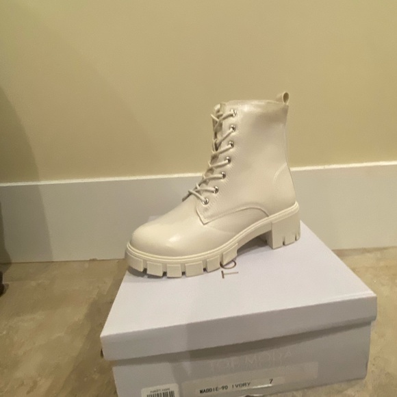 Ivory Combat Boots - Picture 2 of 6